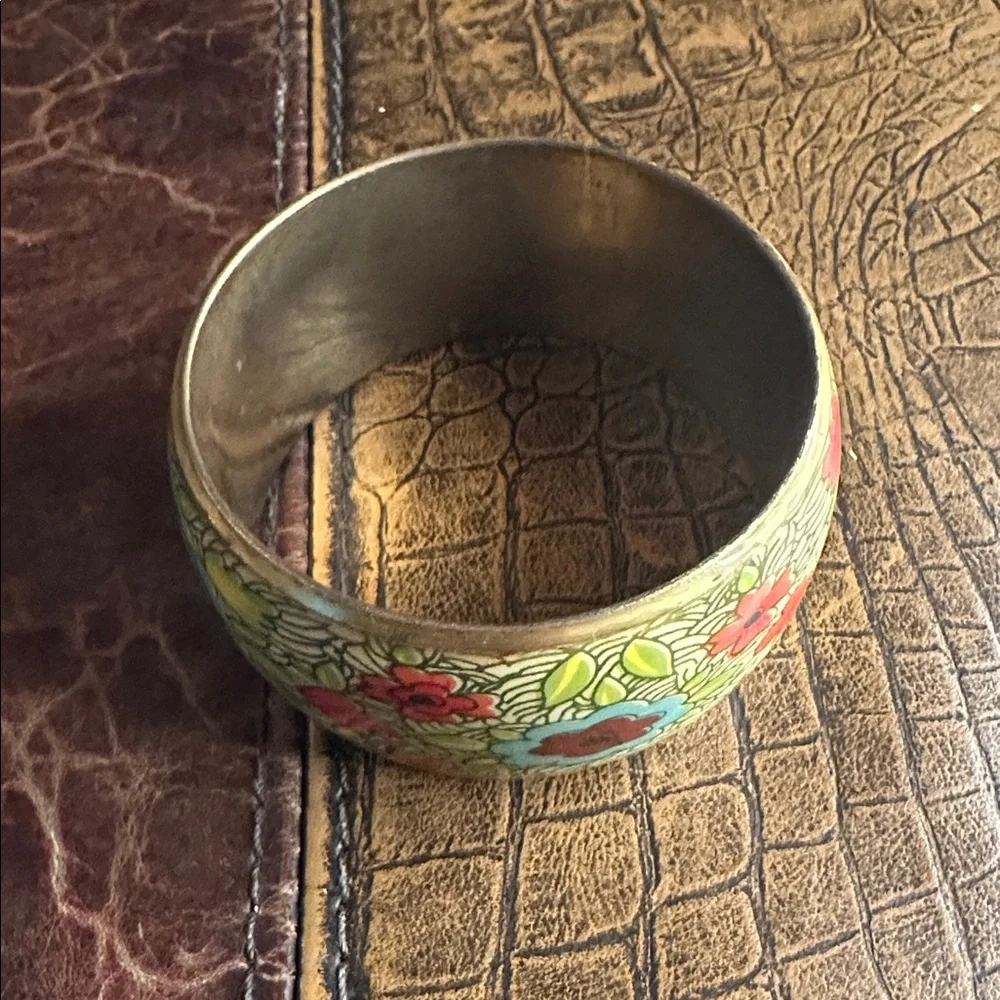 Vintage Brass Enameled Bracelet - Picture 4 of 5